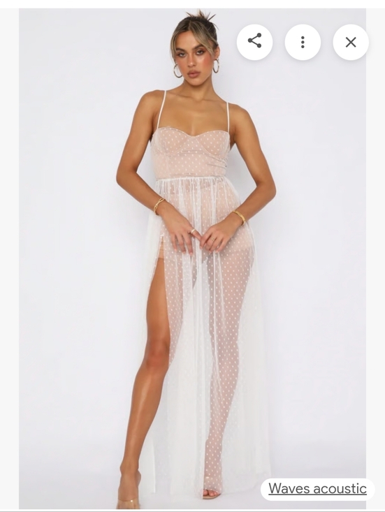 White Fox Boutique Dresses & Skirts - NWT White Fox Totally Bangin Mesh Maxi Dress White Polka Dot Bustier Sm